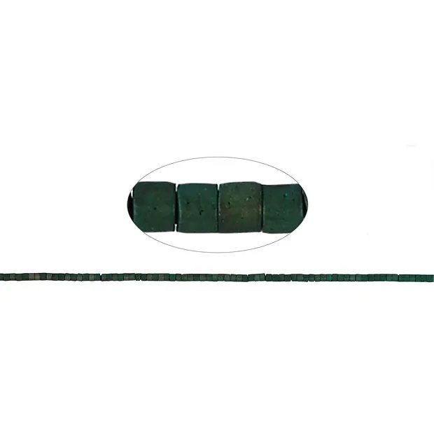 Strang Zylinder "Heishi", Hämatin blau-grün (gef.) matt, 01 x 01mm | Marco Schreier
