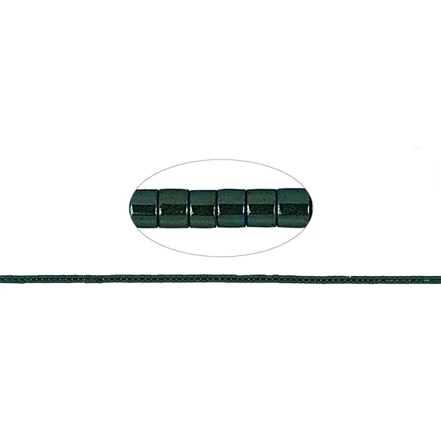 Cilindro de filamentos "Heishi", azul verdoso hematínico (teñido), 01 x 01mm | Marco Schreier