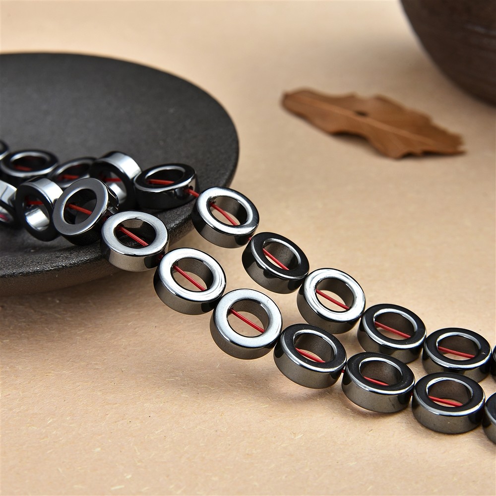 Strand of rings, hematin, 12mm | minerals trade - gems, healing stones & jewelry