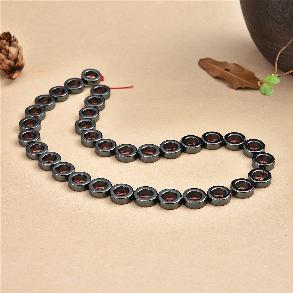 Strand of rings, hematin, 12mm | minerals trade - gems, healing stones & jewelry