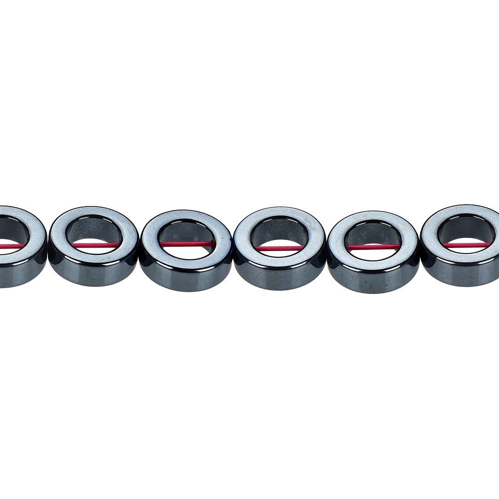 Strand of rings, hematin, 12mm | minerals trade - gems, healing stones & jewelry