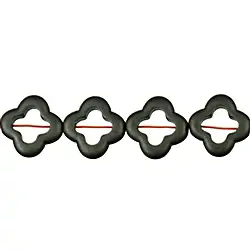 144210803610 Strand frame flower, matt hematin, 15 x 15mm | wholesaler gems & healing stones