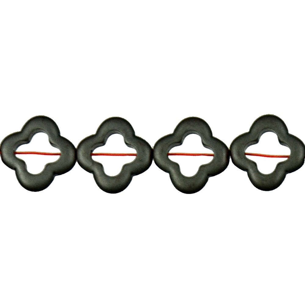 Strang Rahmen Blüte, Hämatin matt, 15 x 15mm | Edelsteine, Heilsteine & Schmuck