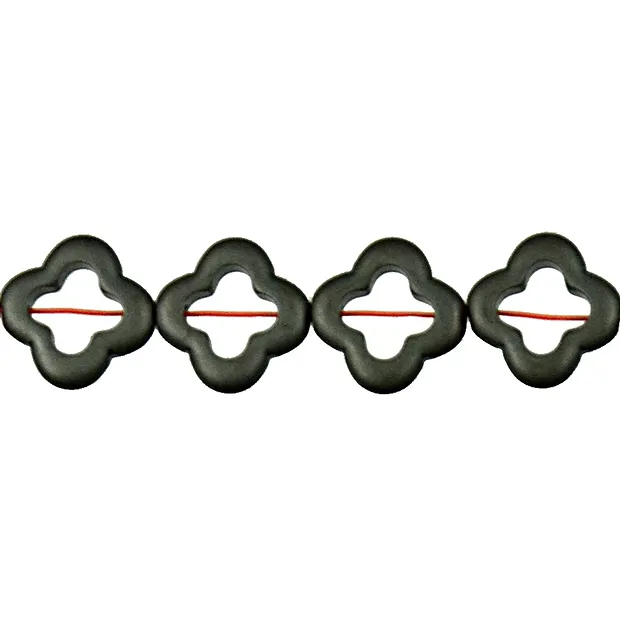 Rang de colliers cadre fleur, hématite mat, 15 x 15mm | Marco Schreier