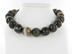 Rang de collier boules, Agate brune (teintée), à facettes, 20mm | Marco Schreier