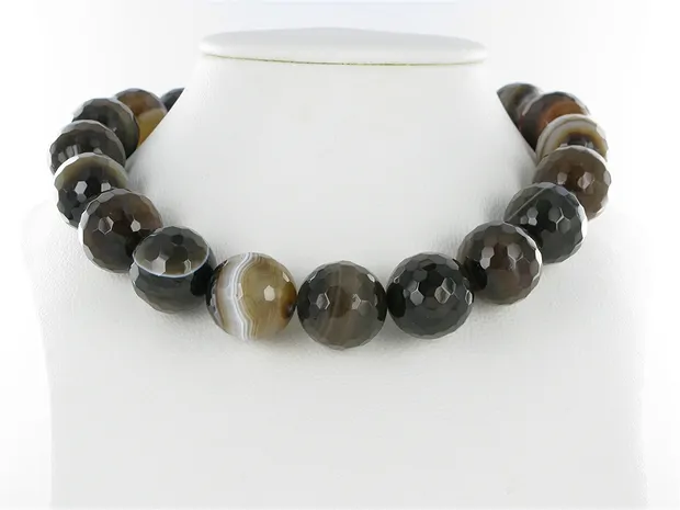 Rang de collier boules, Agate brune (teintée), à facettes, 20mm | Marco Schreier