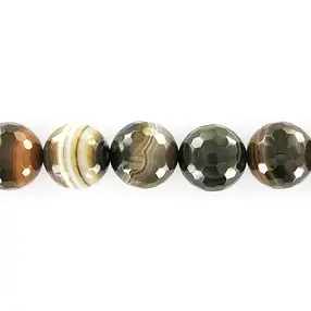 Rang de collier boules, Agate brune (teintée), à facettes, 20mm | Marco Schreier