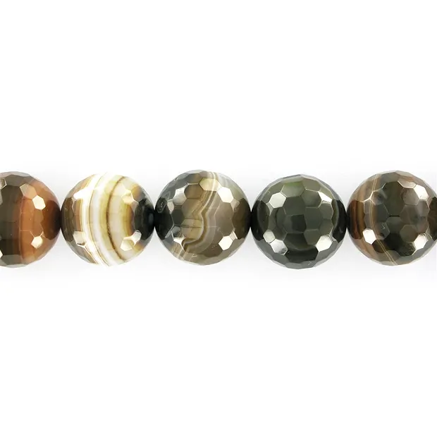 Strang Kugeln, Achat braun (gef.), facettiert, 20mm | Marco Schreier