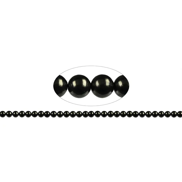 Filo di perline, Shungite (stab.), 05 mm | grossista gemme e pietre curative