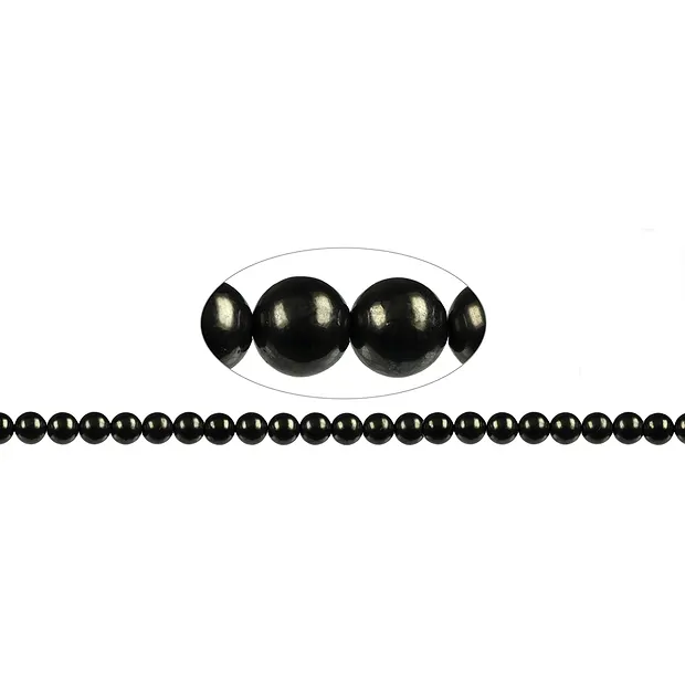 Strang Kugeln, Schungit (stab.), 08 - 09mm | GH Edelsteine, Heilsteine & Schmuck