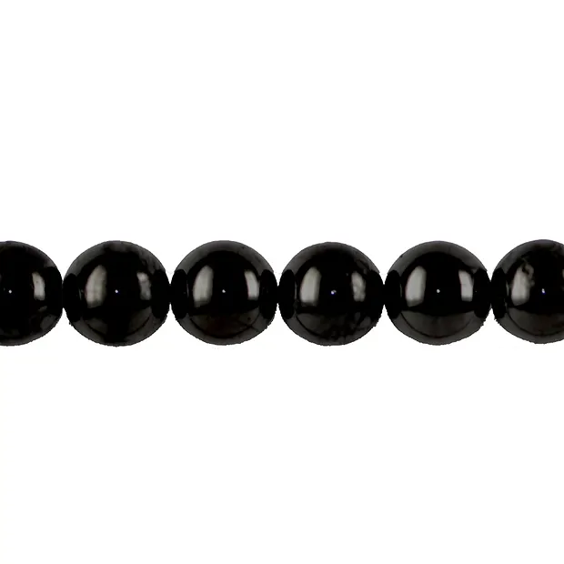 Filo di perline, Shungite (stab.), 12 mm | grossista gemme e pietre curative