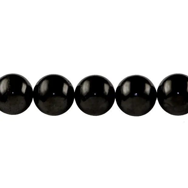 Strang Kugeln, Schungit (stab.), 16mm | Edelsteine, Heilsteine & Schmuck-Handel