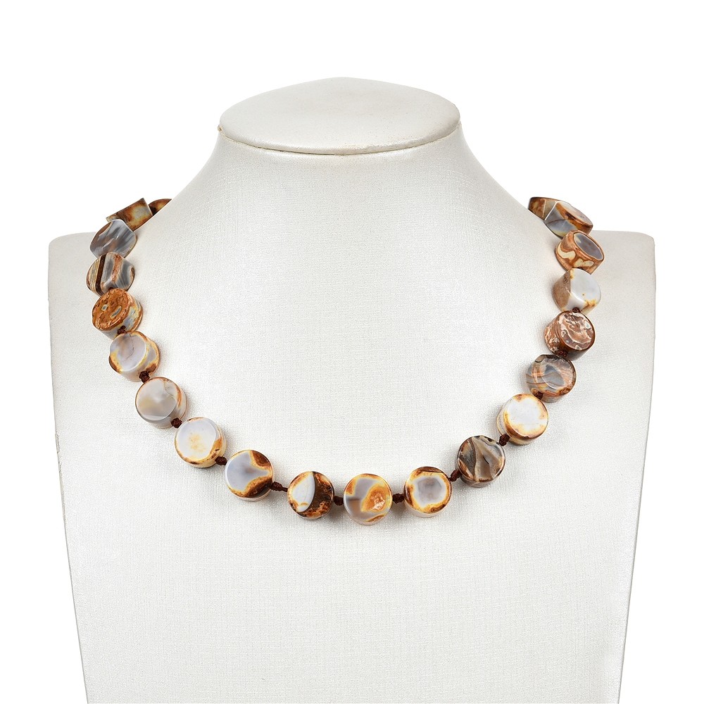 Filo di monete/disco, diaspro (diaspro policromo/agata), 14 mm (39 cm) | Marco Schreier