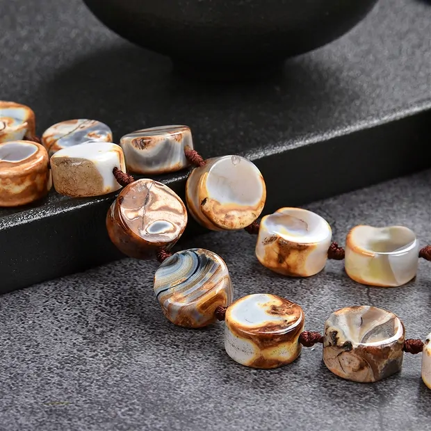 Rang de collier Pièce/disque, jaspe (jaspe polychrome/agate), 14mm (39cm) | Marco Schreier