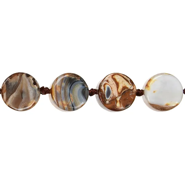 Collar de monedas y discos, jaspe (jaspe policromo/agata), 14mm (39cm) | Marco Schreier