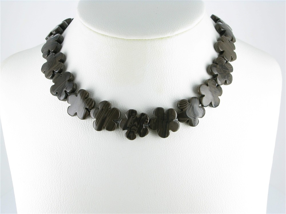 Fiore a filo, calce a bande marroni, 20 mm | grossista gemme e pietre curative