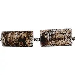 144510204420 Rang de collier rectangulaire, Agate (Savane) brune (teintée), 40 x 20mm | Marco Schreier