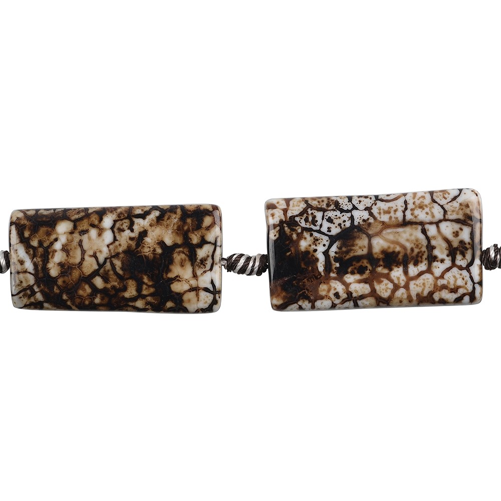Rang de collier rectangulaire, Agate (Savane) brune (teintée), 40 x 20mm | Marco Schreier