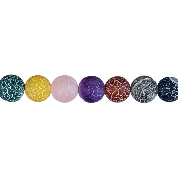 Rang de collier boules, Agate (serpentine) multicolore (teintée), mat, 10mm | Marco Schreier