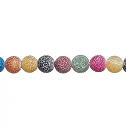 144520101010 Rang de collier boules, Agate (serpentine) multicolore (teintée), mat, 12mm | Marco Schreier