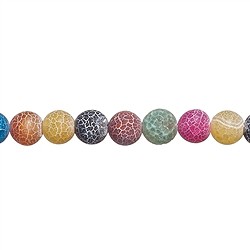 144520101210 Rang de collier boules, Agate (serpentine) multicolore (teintée), mat, 16mm | Marco Schreier