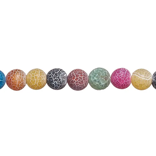 Rang de collier boules, Agate (serpentine) multicolore (teintée), mat, 16mm | Marco Schreier