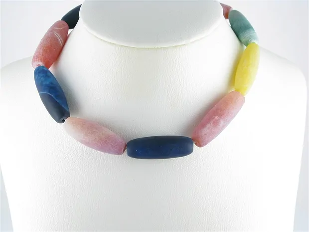 Strang Spindel, Achat (Schlangenachat) bunt (gef.), matt, 40x14mm | Marco Schreier