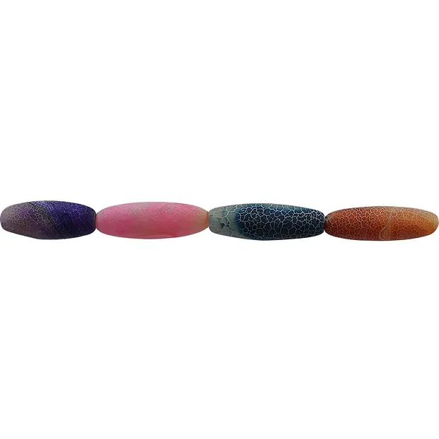 Strang Spindel, Achat (Schlangenachat) bunt (gef.), matt, 40x14mm | Marco Schreier