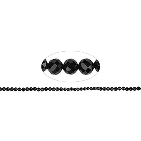 String Beads, Spinel (black), faceted, 04mm | wholesaler gems & healing stones