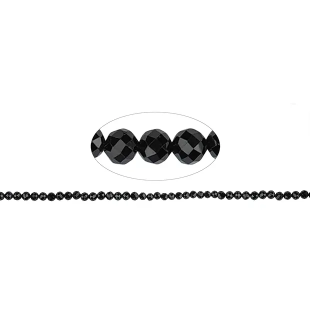 String Beads, Spinel (black), faceted, 04mm | wholesaler gems & healing stones