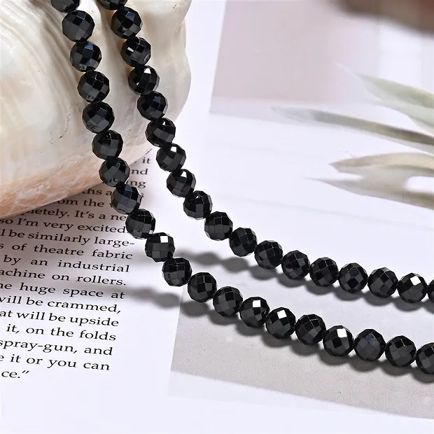 String Beads, Spinel (black), 06mm, faceted, (39cm) | Marco Schreier