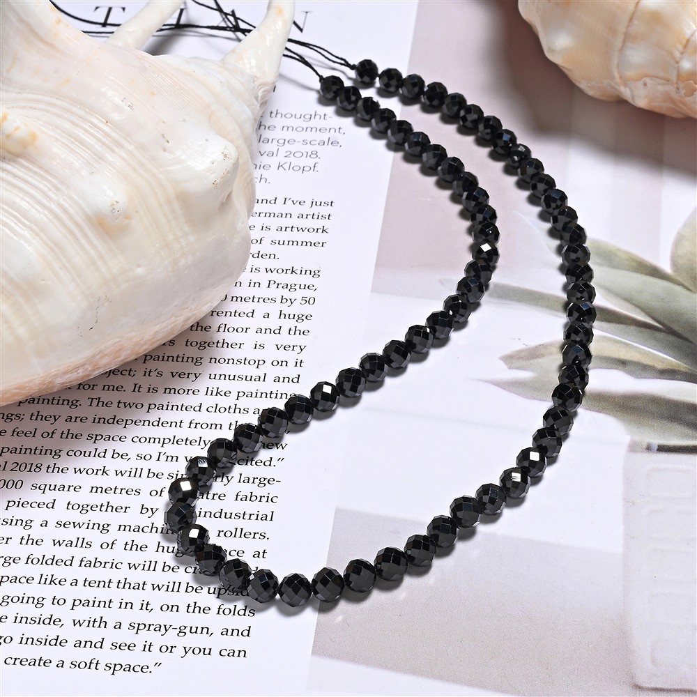 Strang Kugeln, Spinell (schwarz), 06mm, facettiert, (39cm) | Marco Schreier