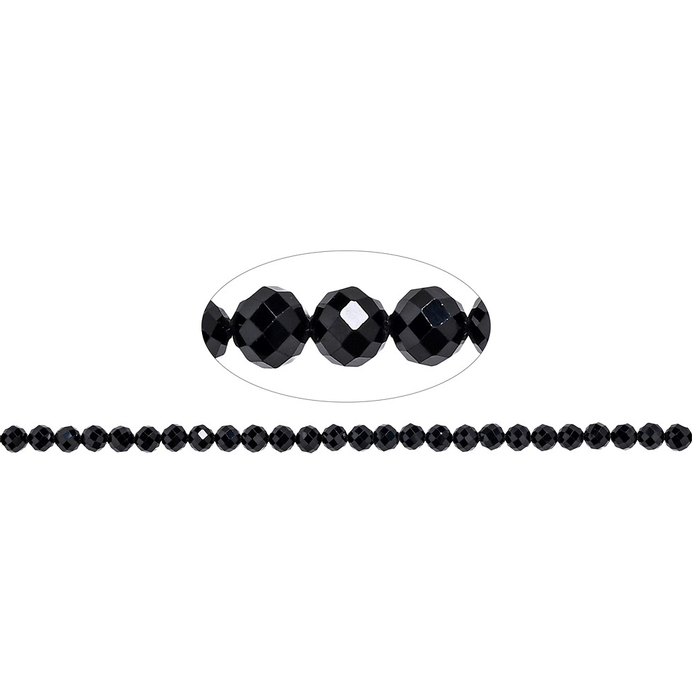 Strang Kugeln, Spinell (schwarz), 06mm, facettiert, (39cm) | Marco Schreier