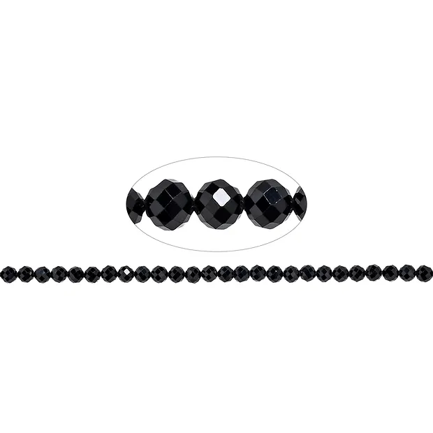 String Beads, Spinel (black), 06mm, faceted, (39cm) | Marco Schreier