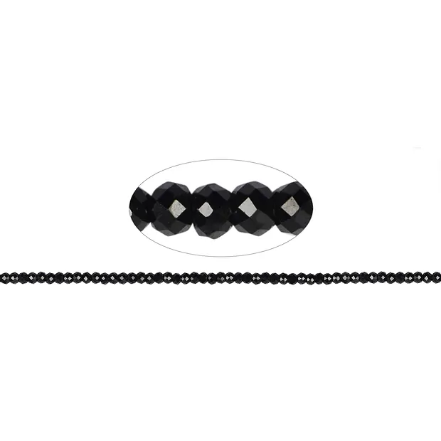 String Beads, Spinel (black), faceted, 03mm (39cm) | Marco Schreier