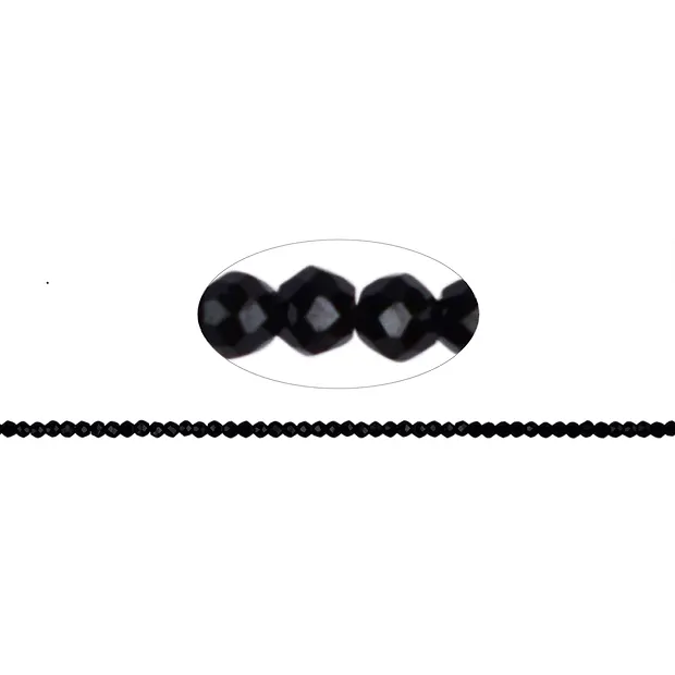 Rang de collier boules, Spinelle (noir), à facettes, 02mm | Marco Schreier