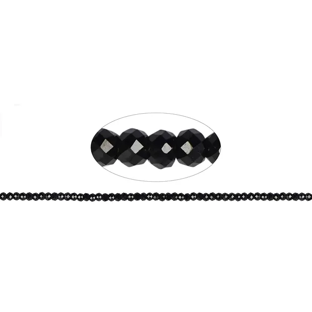Rang de colliers boules, Spinelle (noir), à facettes, 02-03mm | Marco Schreier