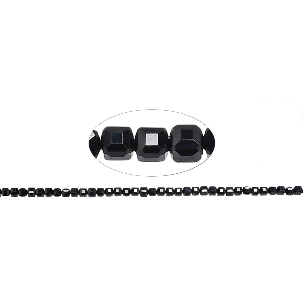 Strand cube, Spinel (black), 04mm, faceted (39cm) | Marco Schreier