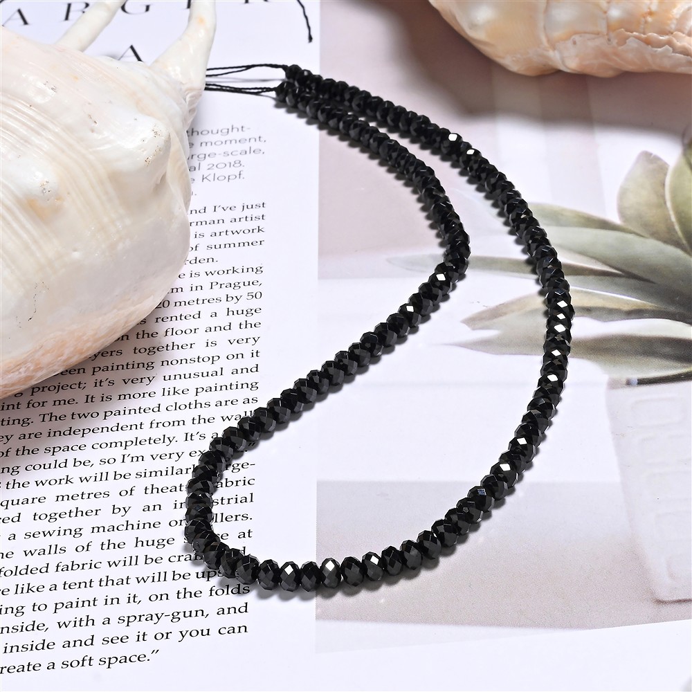 Bottone a filo, Spinello (nero), 03 x 05 mm sfaccettato (39 cm) | Marco Schreier