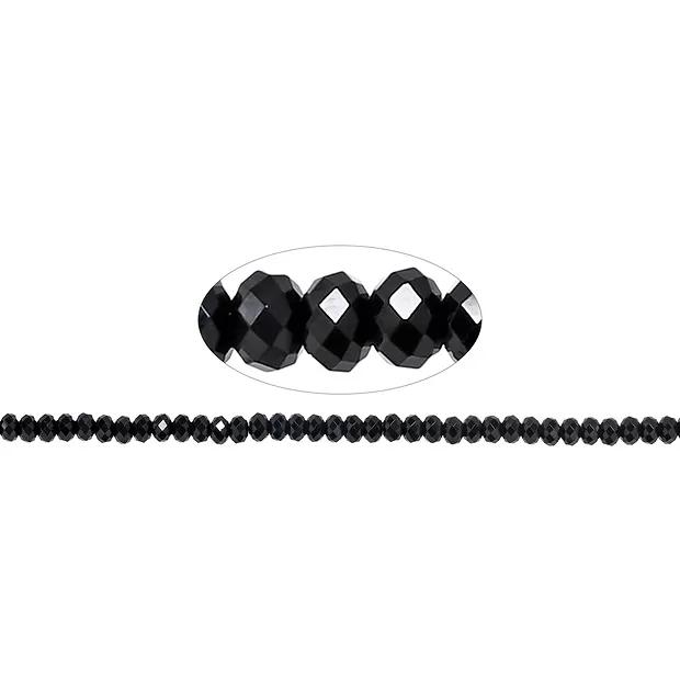 Button strand, Spinel (black), 03 x 05mm faceted (39cm) | Marco Schreier