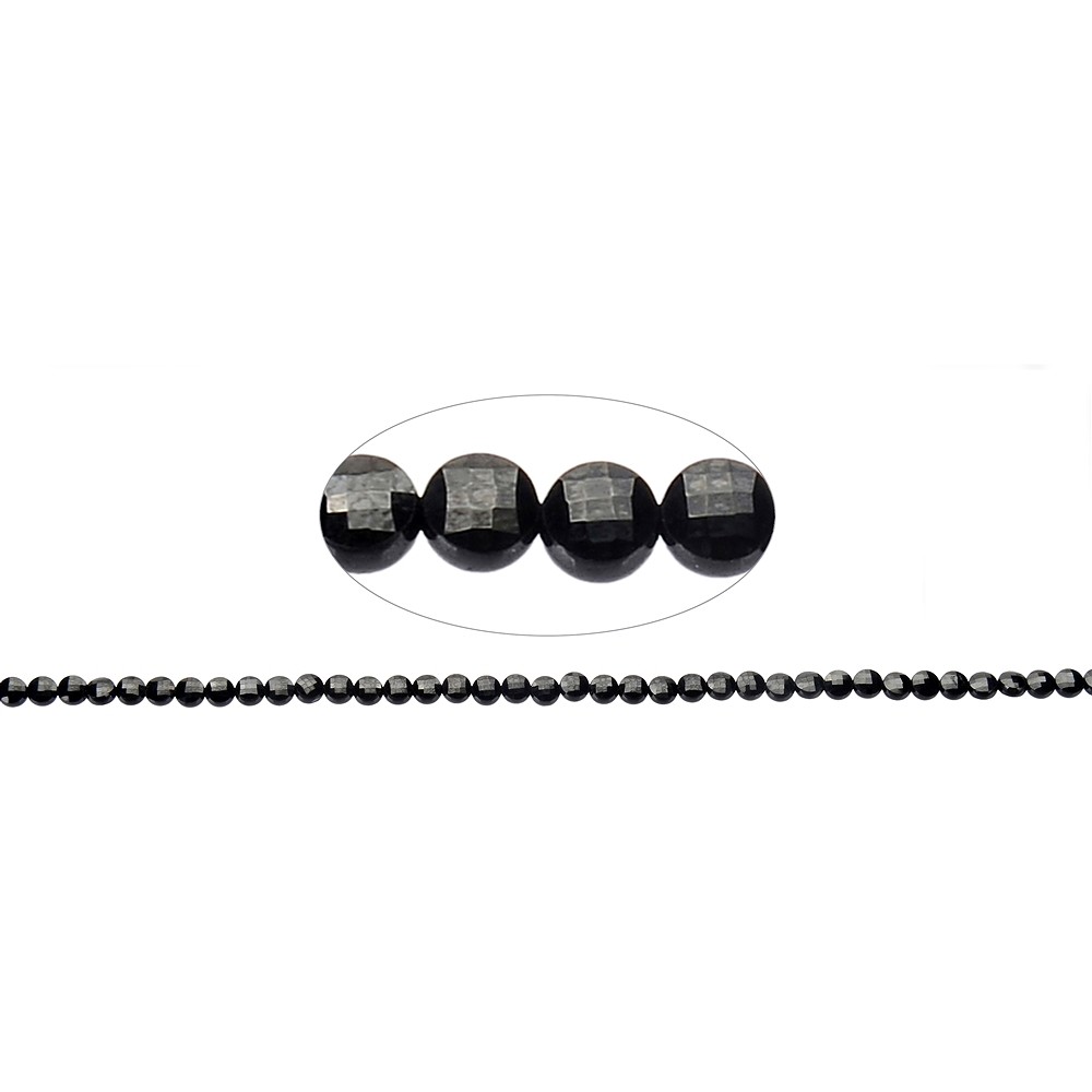 Rang de collier disque/pièce, Spinelle (noir), facetté, 04 x 02mm (39cm) | Marco Schreier