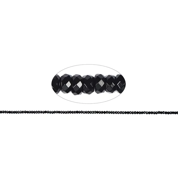Botón en filamento, Espinela (negra), facetada, 01,5 x 02mm | Marco Schreier