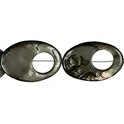 144580803820 Strand Mother of Pearl silver dark (dyed), "fish eye", 30 x 20mm | Marco Schreier