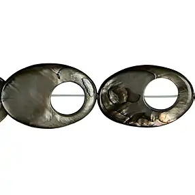 Rang de collier nacre argentée foncée (teintée), "œil de poisson", 30 x 20mm | Marco Schreier