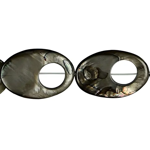 Rang de collier nacre argentée foncée (teintée), "œil de poisson", 30 x 20mm | Marco Schreier