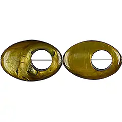 144580803821 Strand Mother of Pearl gold (dyed), "fish eye", 30 x 20mm | Marco Schreier