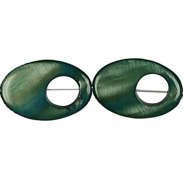 Rangs de colliers en nacre Turquoise (teintée), "œil de poisson", 30 x 20mm | Marco Schreier