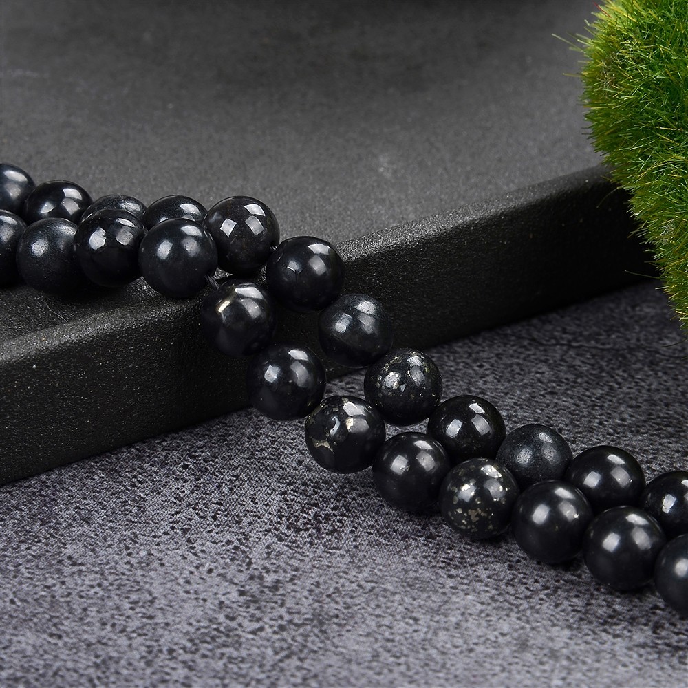 String Beads, Pyrite in slate, 06mm | wholesaler gems, healing stones & jewelry