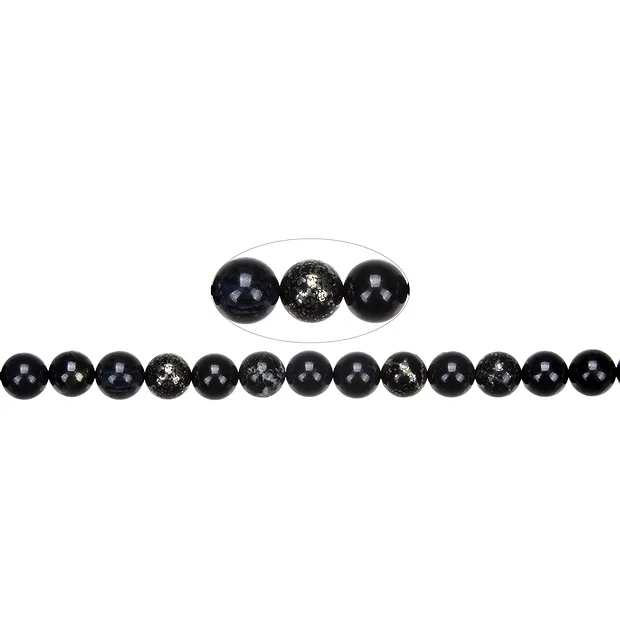 Strang Kugeln, Pyrit in Schiefer, 10mm | Edelsteine, Heilsteine & Schmuck-Handel