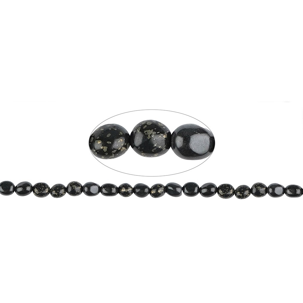 Tiras de pepitas, Pirita en pizarra, 10 x 08mm (39cm) | Marco Schreier